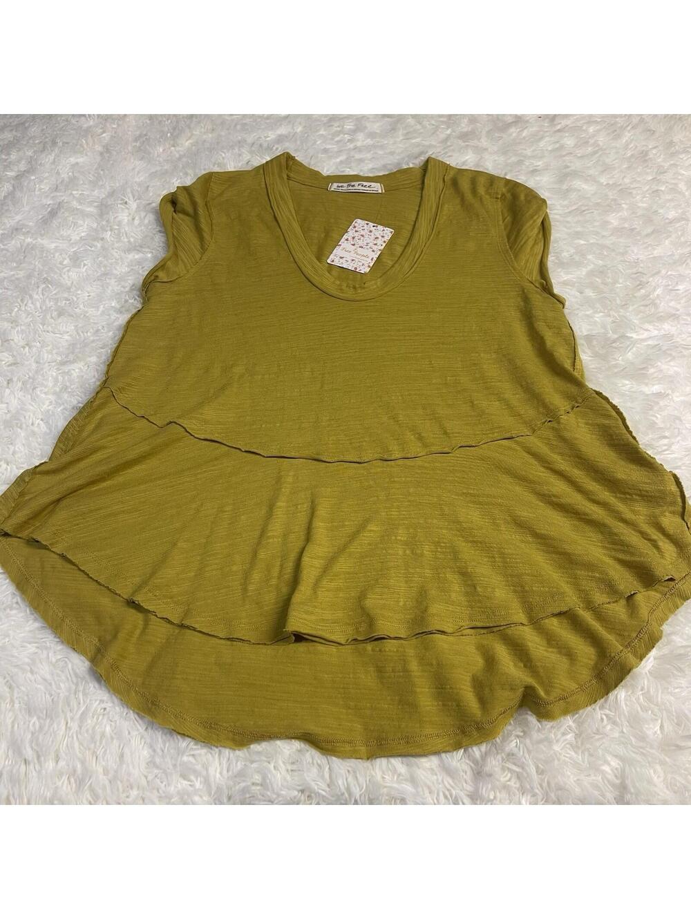 We The Free People Womens Sweetness Tee Golden Hour Short Sleeve Size XSmall